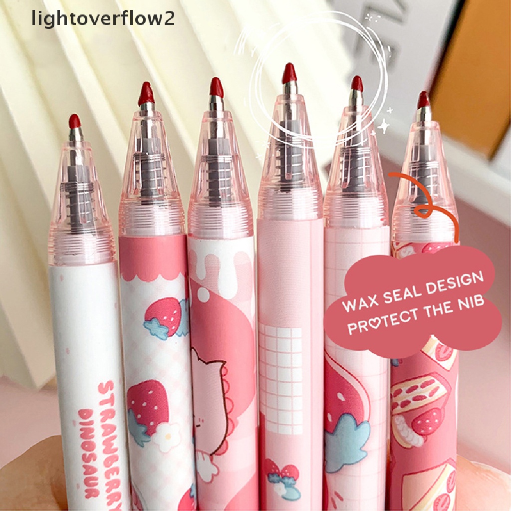 (lightoverflow2) 1 / 6 Pcs Pulpen kawaii Gaya Korea Untuk Sekolah