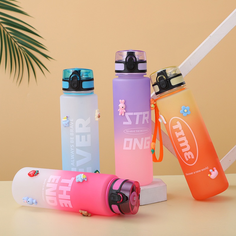 Botol Minum Plastik Gradasi 900 ML FREE STICKER 2D &amp; 3D- Botol Minum 560 ML  - Free Buble Wrap