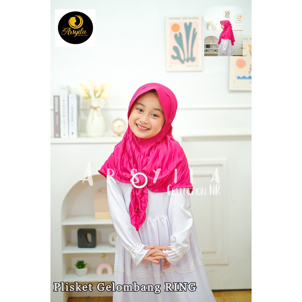 Jilbab Anak Plisket Gelombang Gesper / Hijab Anak Plisket Gelombang / Kerudung anak Plisket TK, SD