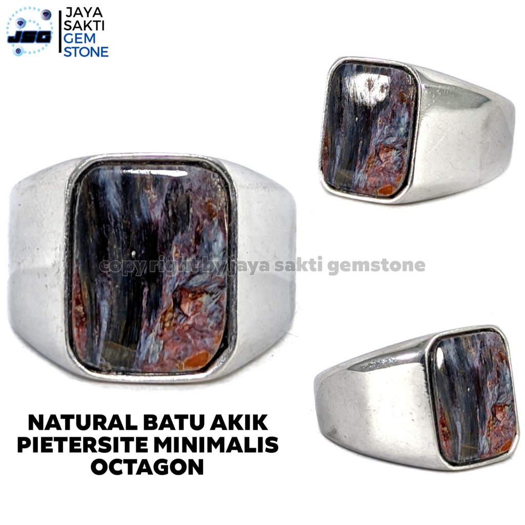 Natural Batu Permata Pietersite Minimalis Octagon PNB05