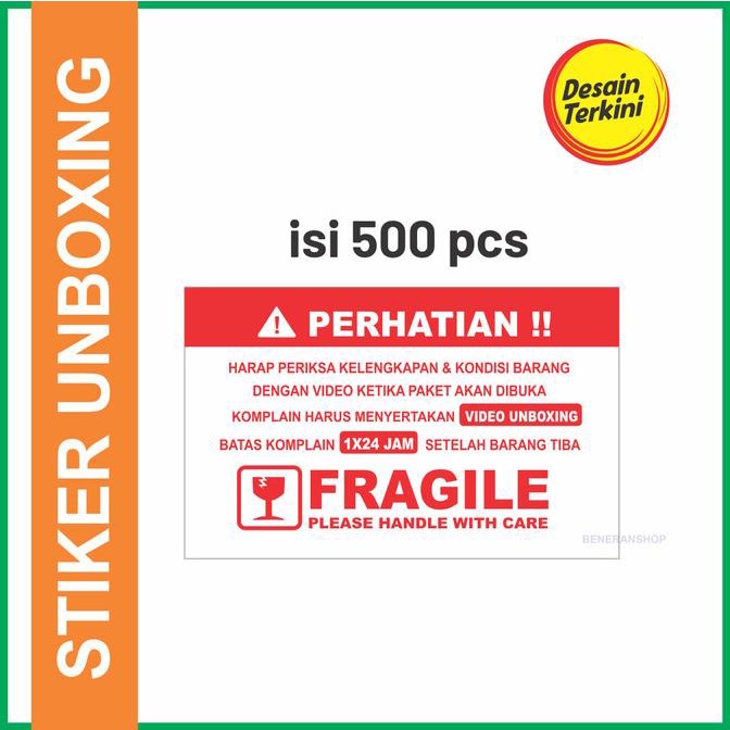 

Label Sticker FRAGILE Wajib Video Unboxing Stiker 8x5 cm isi 500