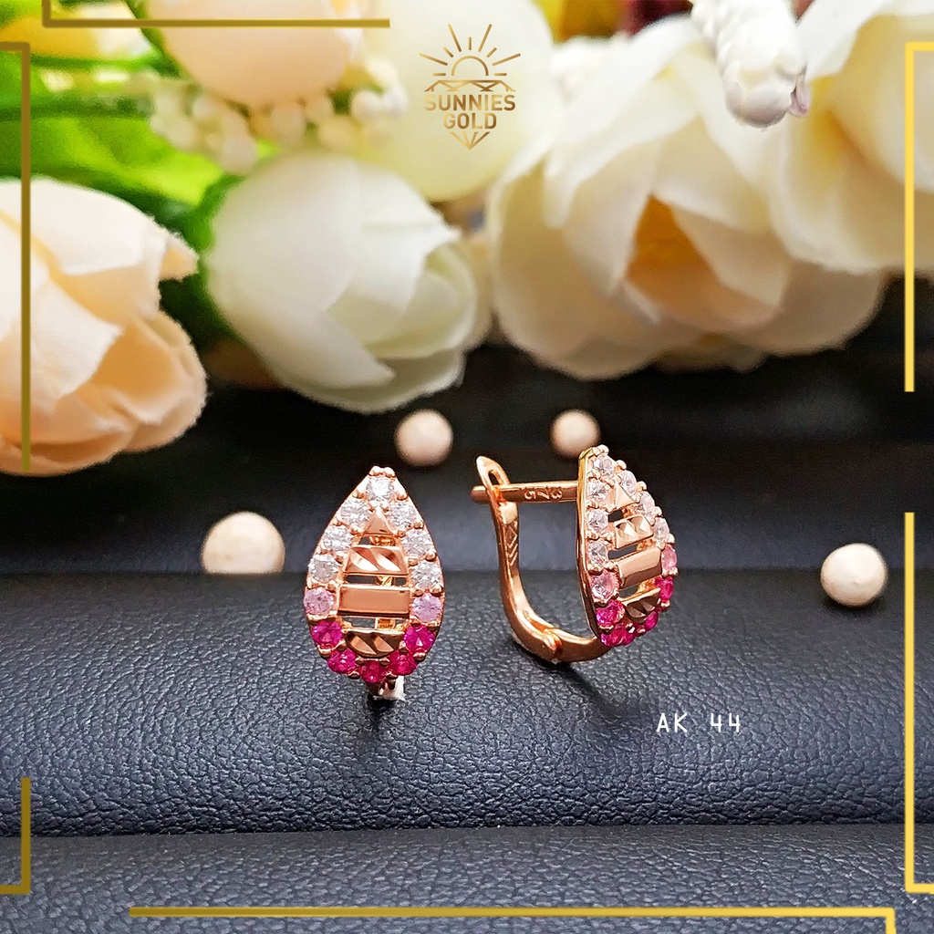 ANTING WANITA EMAS ASLI KADAR 300/6K DAN 375/8K ANTING DEWASA MODEL DAUN  SIMPEL SUPER MEWAH AK 44