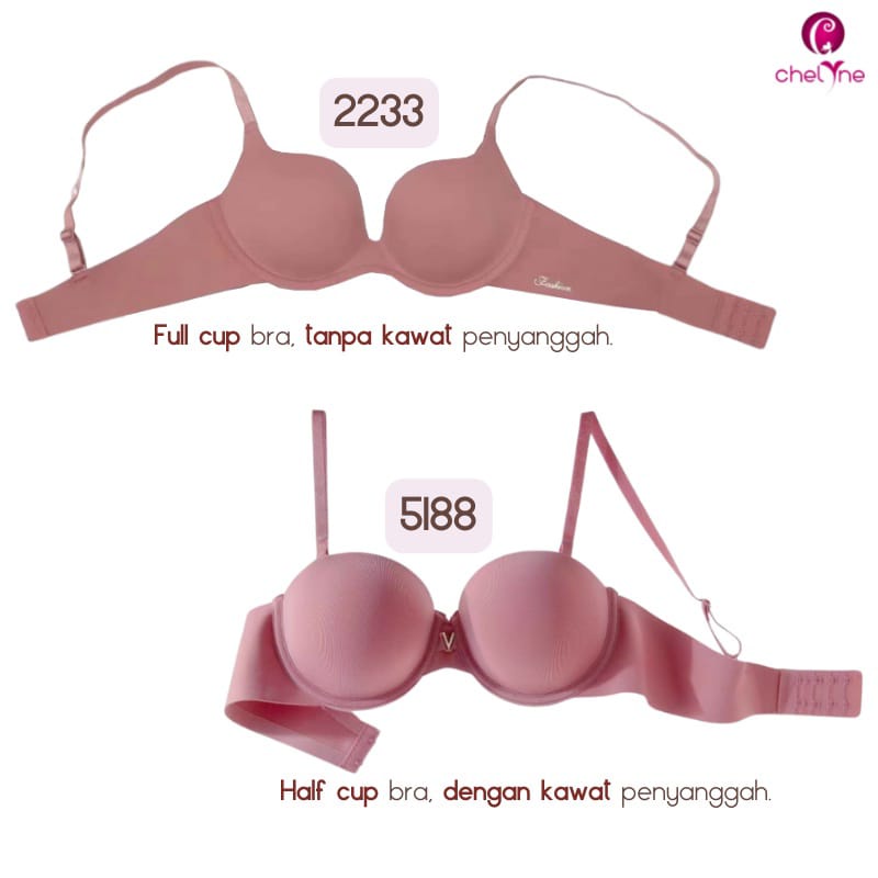 BH Chelyne Seamless Push-Up 2233 Full Cup / 5188 Half Cup - Bra Premium Breathable Tanpa Kawat