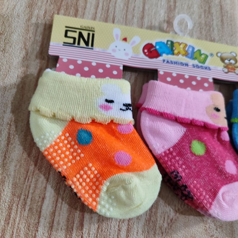 GAIXIN isi 3 / isi 2 Kaos kaki anti slip bayi cewek cowok newborn baru lahir