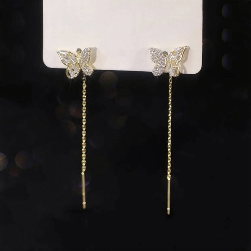 Anting Rumbai Panjang Desain Kupu-Kupu Bahan S925 Silver Gaya Korea Untuk Hadiah