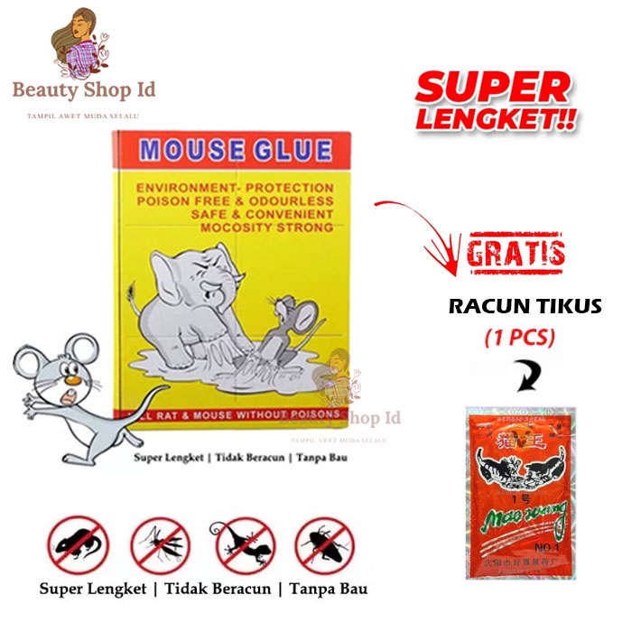 BEAUTY JAYA - LEM TIKUS PAPAN IMPORT CAP GAJAH / MOUSE RAT GLUE BOARD PERANGKAP TIKUS SUPER LENGKET &amp; TDK BERBAU