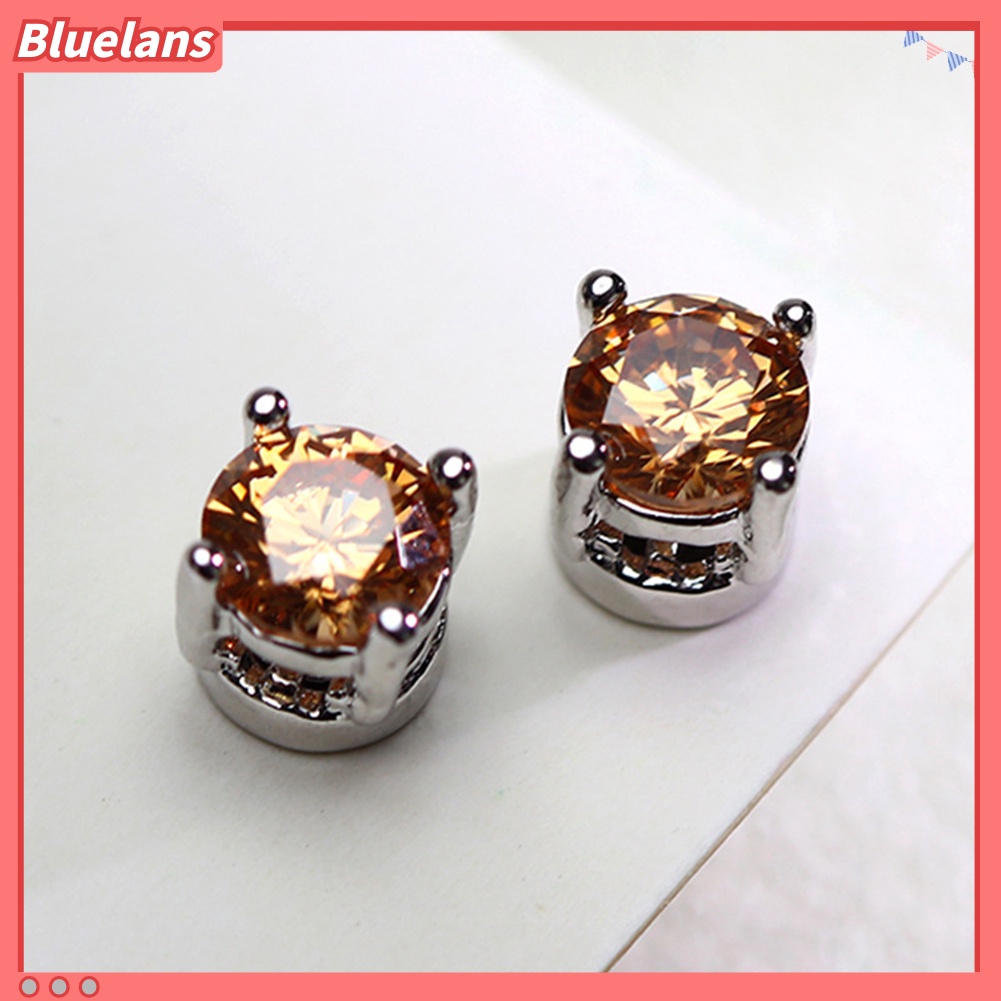 Bluelans Anting Stud Magnetik Tanpa Tindik Aksen Berlian Imitasi Untuk Pria Dan Wanita