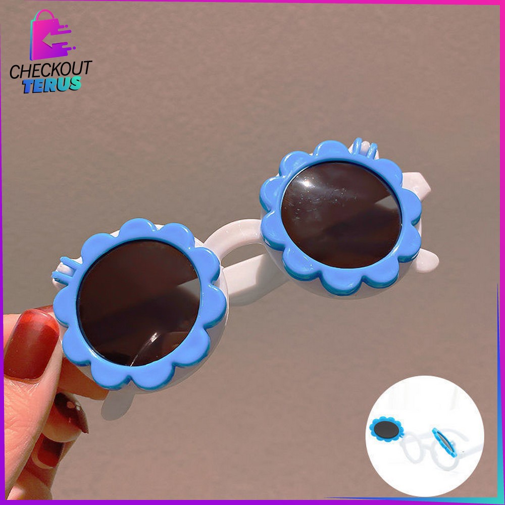 CT C675 Kaca Mata Fashion Lucu Anak Cute Sunglasses Flower Kids Import Korean Style Motif Bunga Buka Tutup