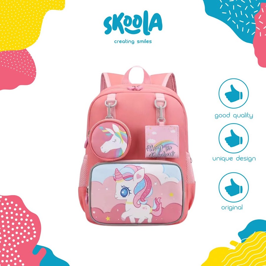 Skoola Tas Sekolah Anak Perempuan TK Ransel Unicorn Pouch - Hiro