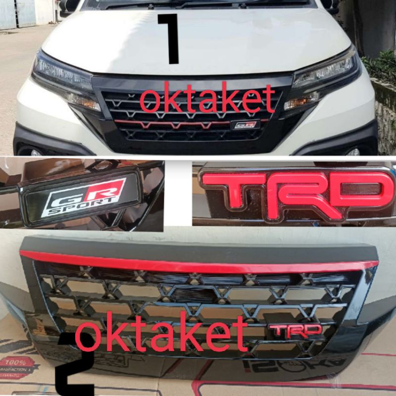 grill depan all new Rush terios 2018 2020 2022 model Sporty list merah Trd &amp; Gr Sport hitam