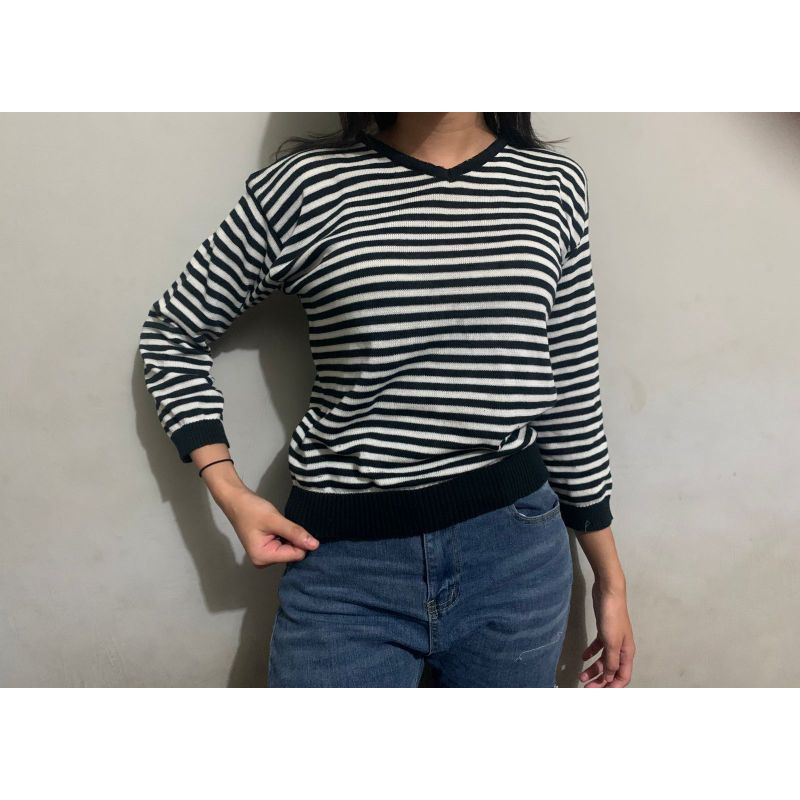 Sweater stripe Pamela Blaster V-Neck Premium crop