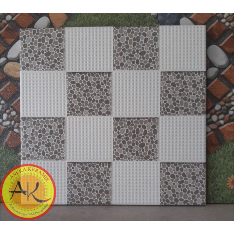 Keramik Lantai Kasar Teras/Kamar Mandi Motif Timbul 25x25 Victoria Grey