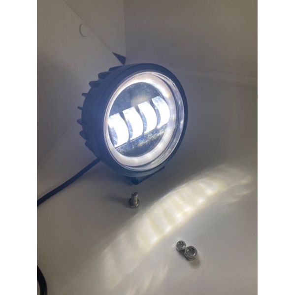 Lampu tembak sorot Led CWL 4 mata lensa 6D cree angel aye bulat biru merah putih kuning Body plastik