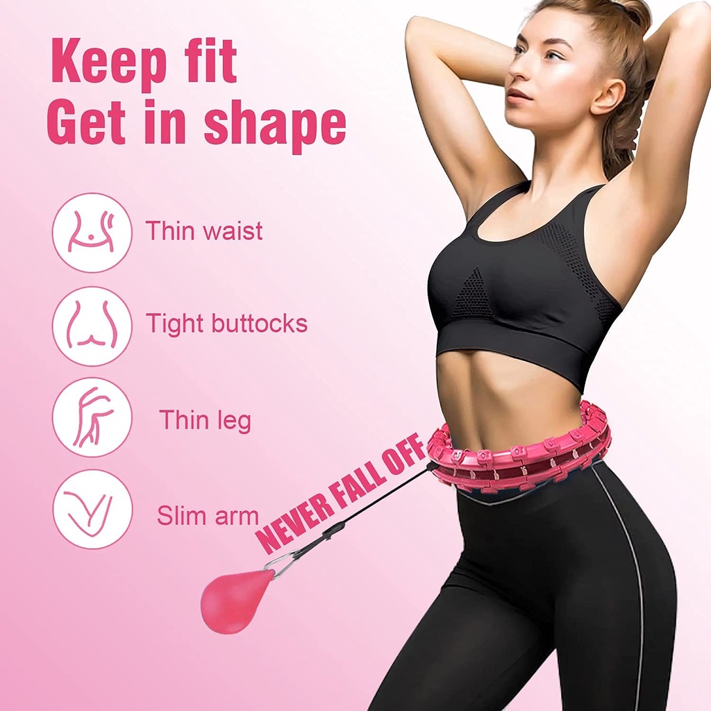 RUNASK Alat Fitness Cincin Pelangsing Tubuh Hula Hoop Abdomen Waist Warna Pink