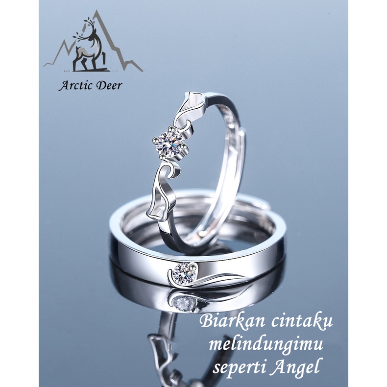 Cincin couple Sterling silver S999-Wings of Angels cincin Pasangan cincin fashion  perak asli S999 Original Arctic Deer