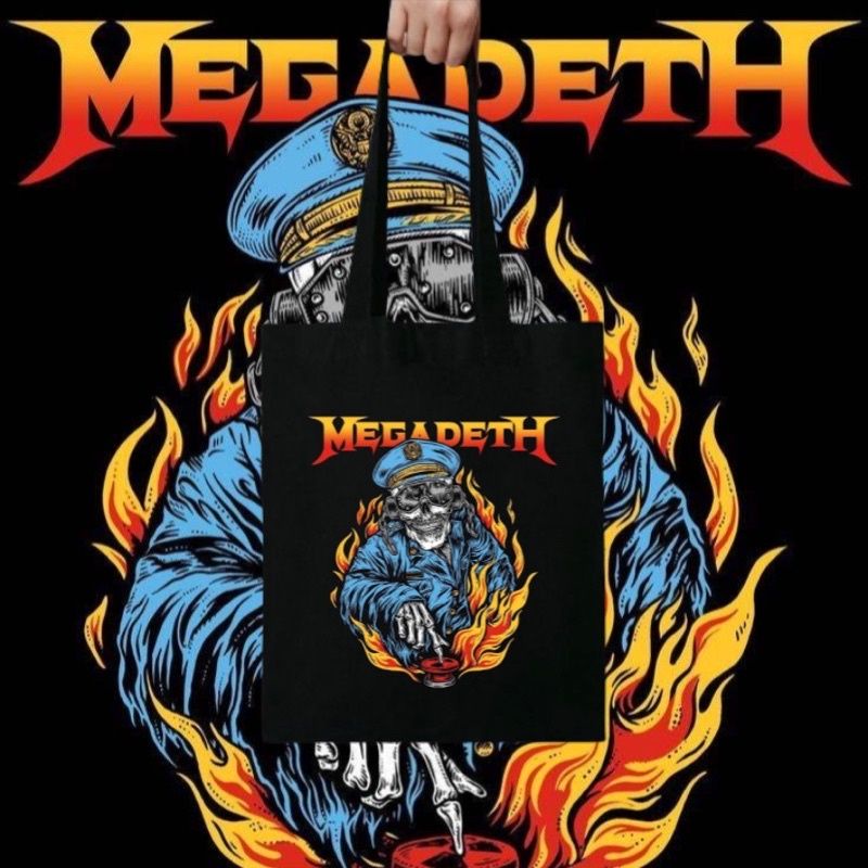 TOTE BAG BAND MEGADETH  Totebag Band metal Tote bag Hitam distro kanvas katun Resleting tas jinjing 