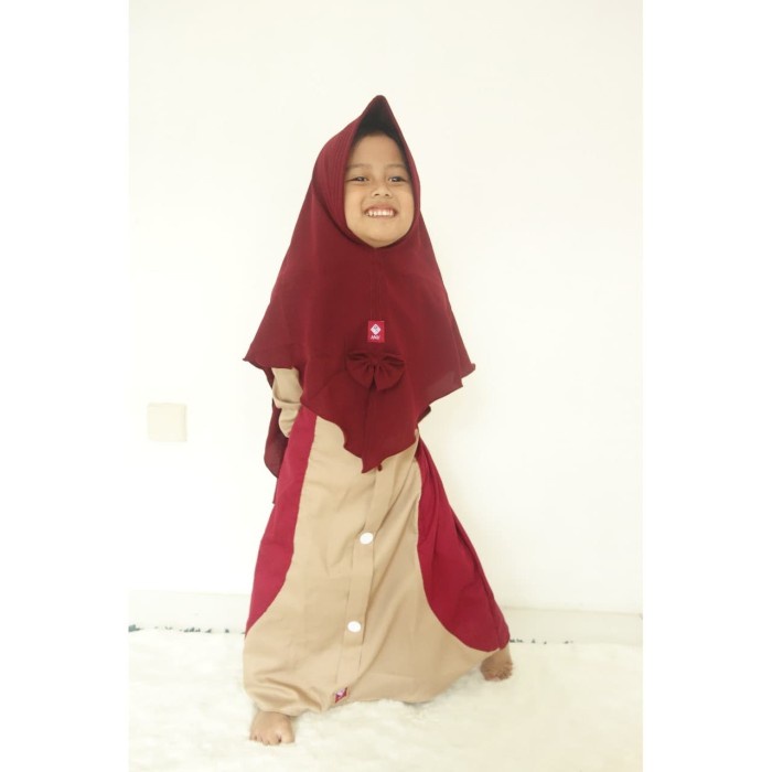 Trendi Baju Muslim Anak Gamis Syari Aleena Kids By Anv - Coksu Maroon Bagus