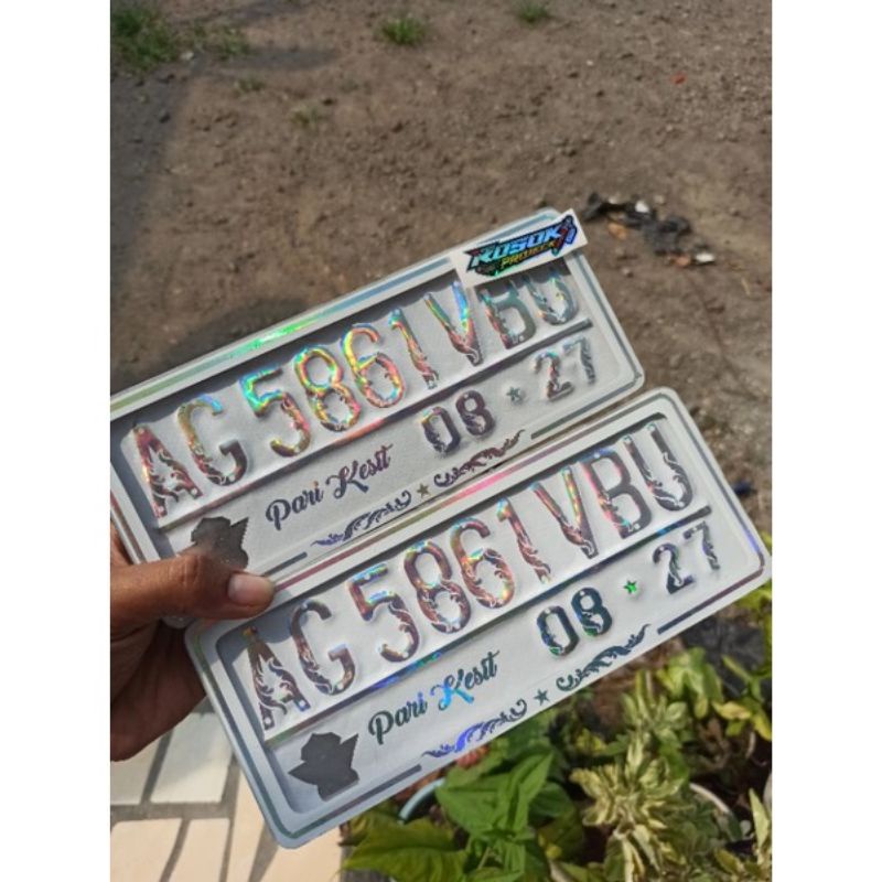 AKRILIK PLAT MOTOR AKRILIK PUTIH CARBON HOLOGRAM PLAT MOTOR AKRILIK