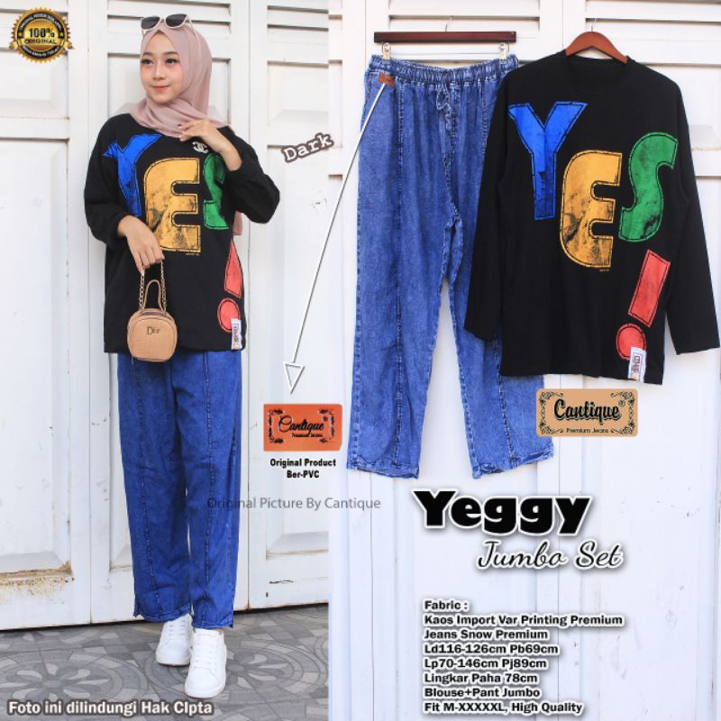 Yeggy Jumbo Set by Cantique / Setelan Jeans Premium
