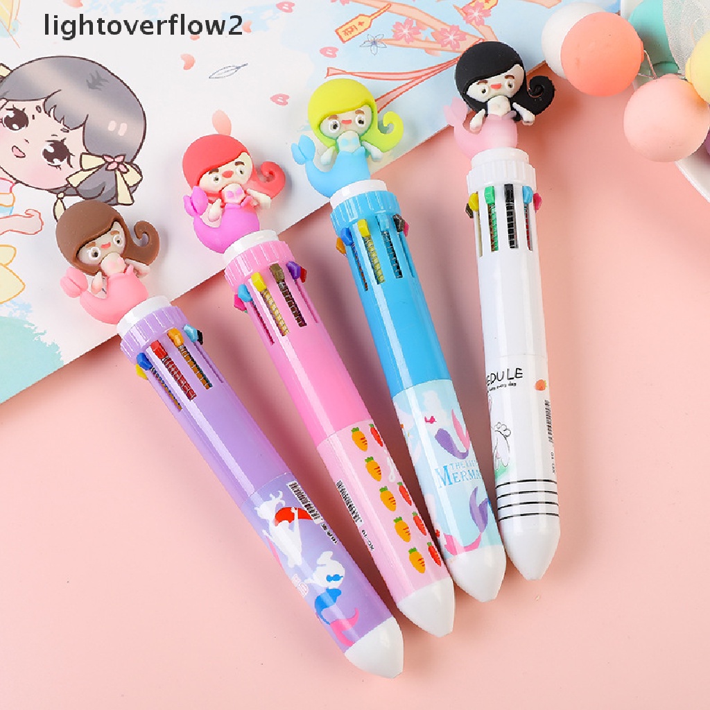 (lightoverflow2) 1pc Pulpen 10 Warna Dengan Hiasan Kartun Hewan