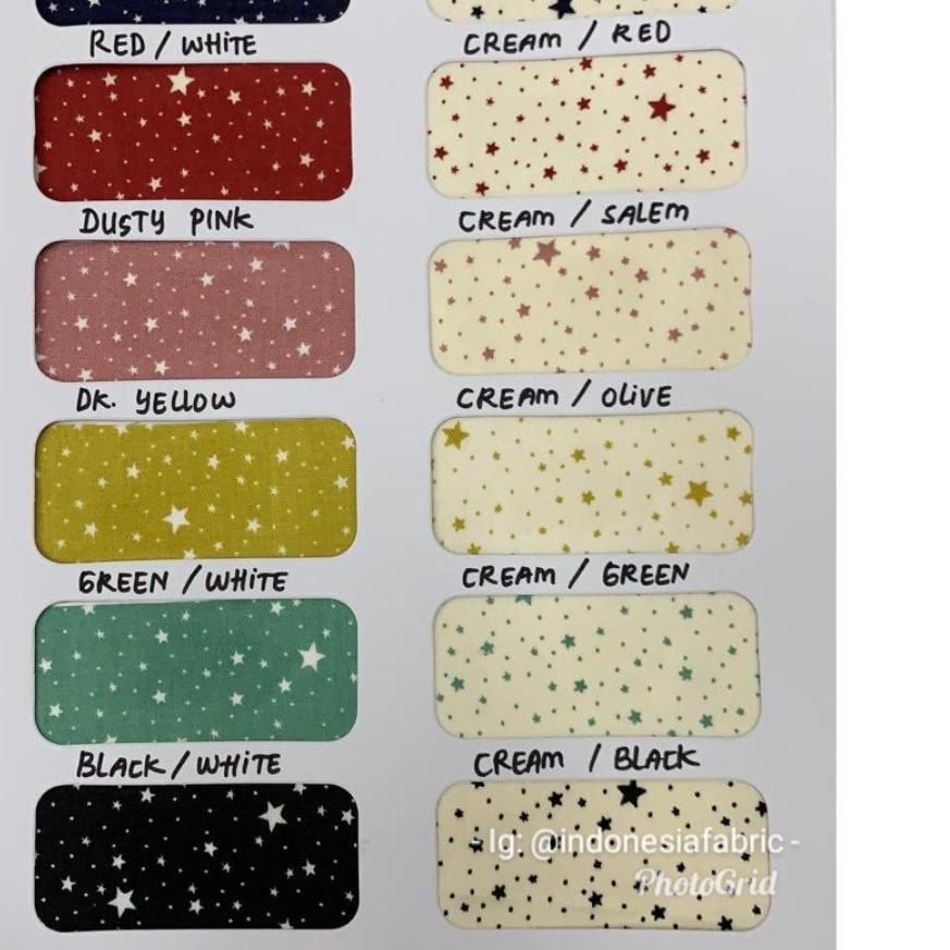 *TERLARIS* (Selalu Ready Semua Warna) Kain KAtun Jepang Tokai Senko motif Bintang Star .
