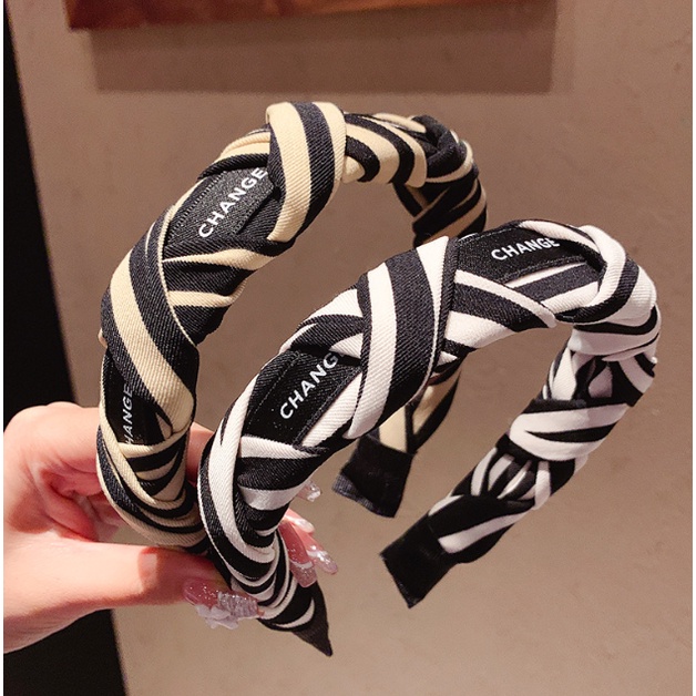 Caliloops Bando Bandana Korean Headband Wanita Dewasa Zebra Garis Amar