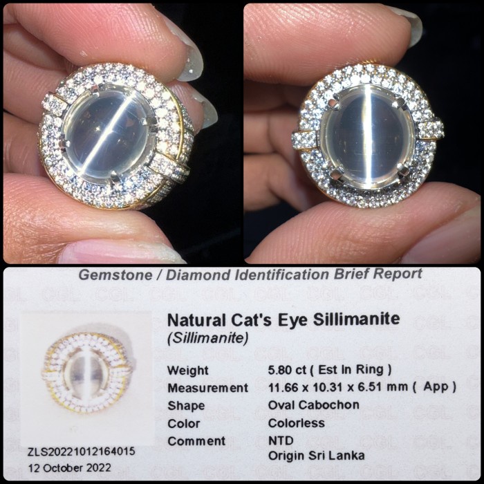 Cincin Batu Natural Cat Eye Silimanite Perfect Line Super - Size Request 