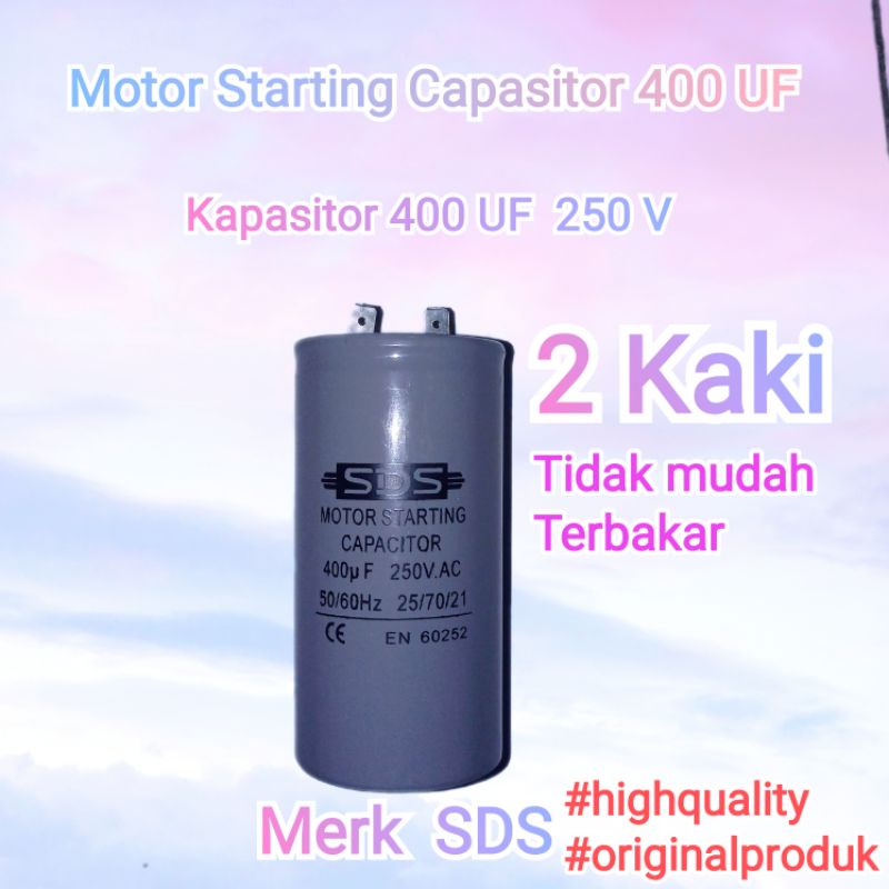 Kapasitor electro motor 400uf 300uf 100 uf / Kapasitor bulat 2 kaki dinamo starting Electro Motor