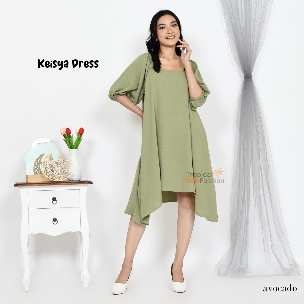 Keisya Dress Bahan Cringkel Airflow Untuk Remaja Dan Dewasa Termurah Kekinian