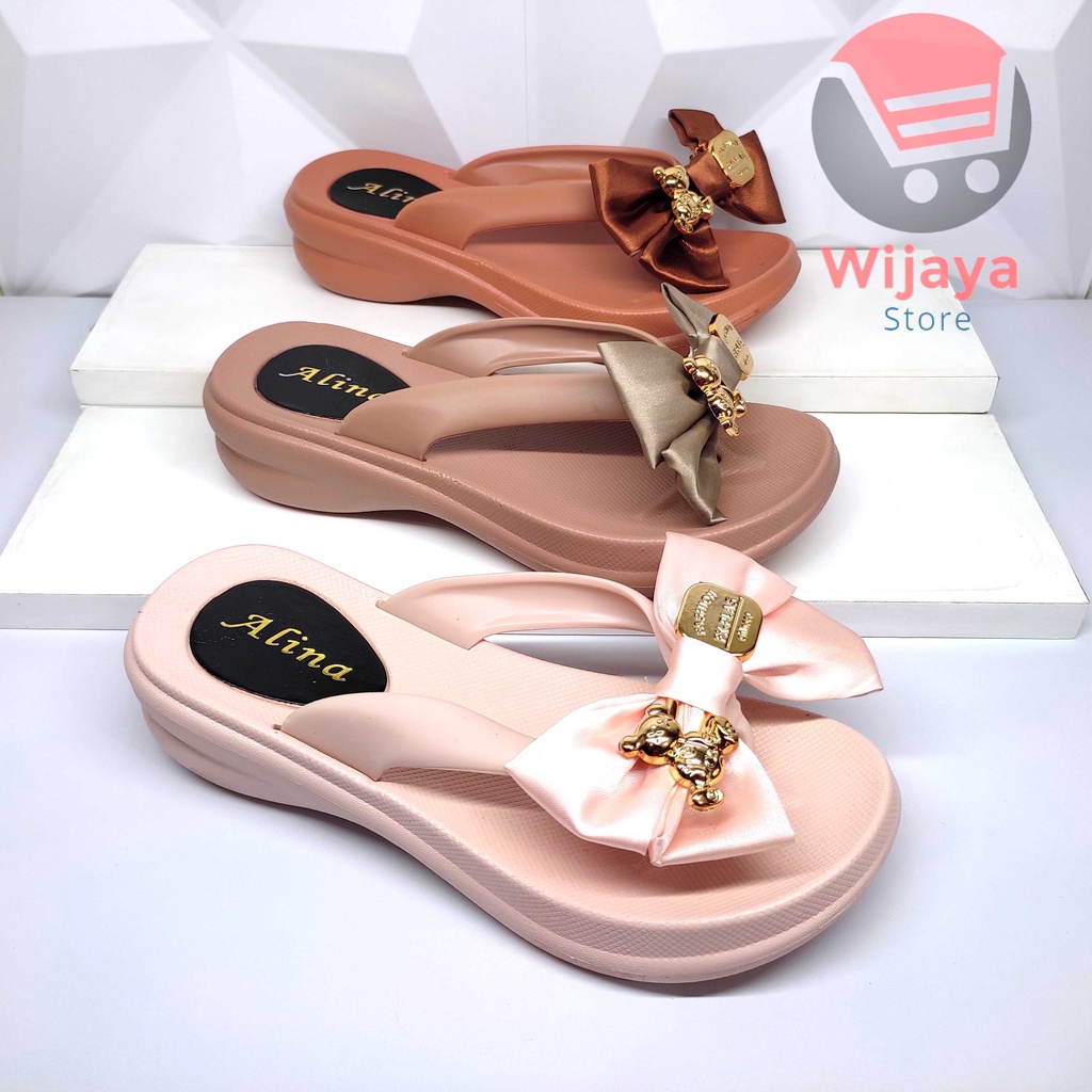 Sandal ALINA 2909 Wedges Jepit Wanita Sendal Import Cewek Perempuan