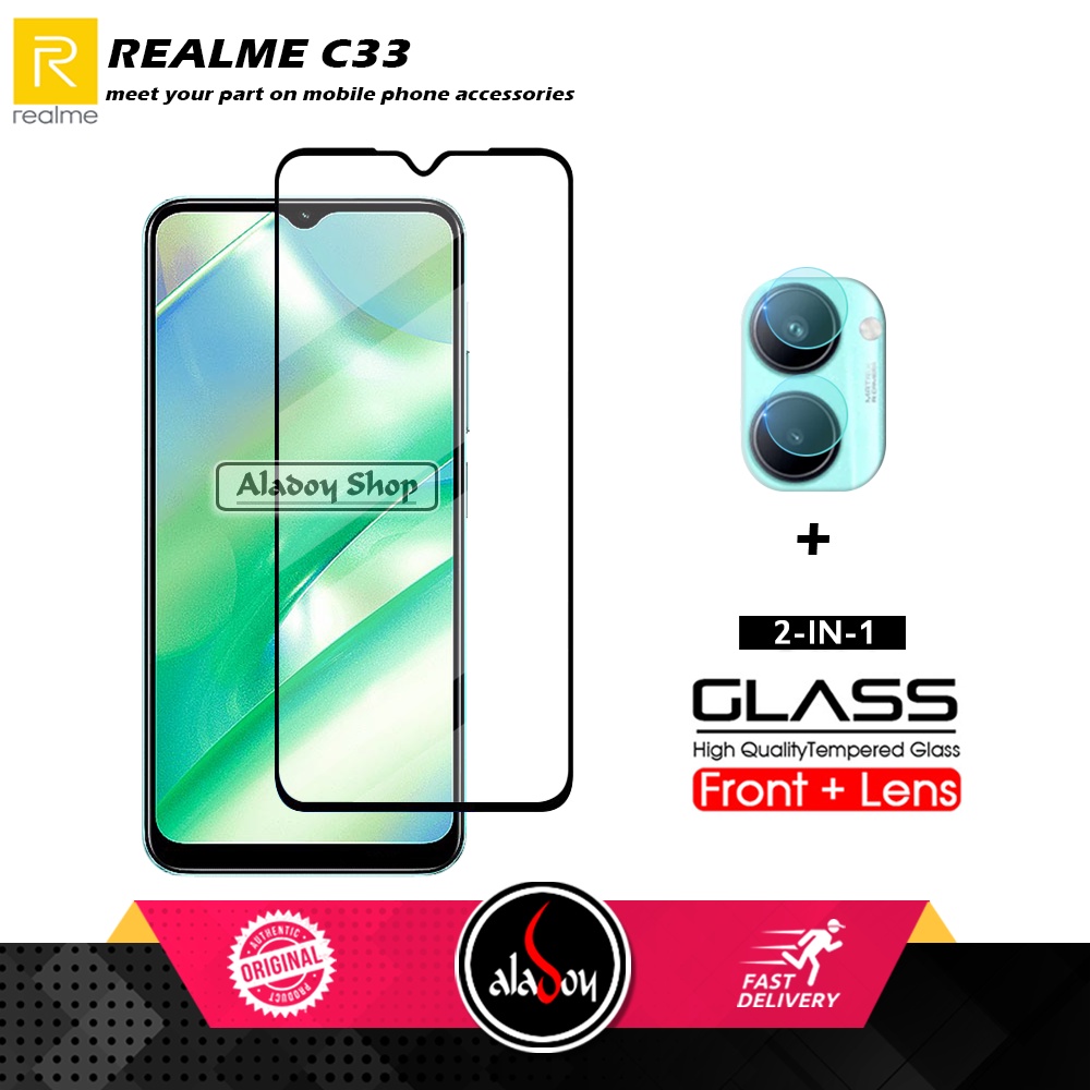 PAKET Tempered Glass Layar Realme C33 2022 Free Tempered Glass Camera