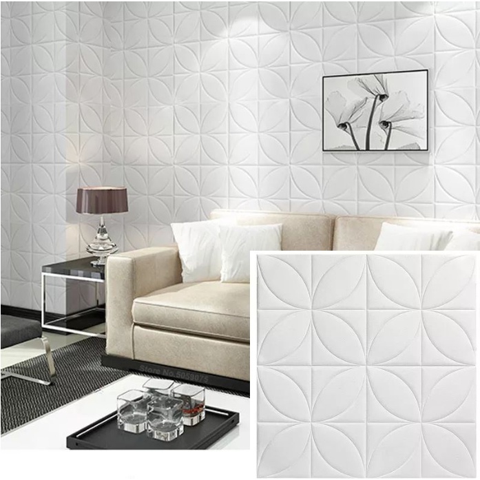 Wallpaper Dinding 3D foam Motif Bunga Kawung