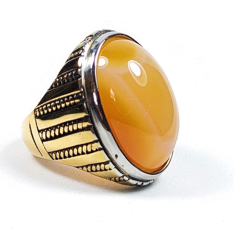 CINCIN MOTIF SULAIMAN NATURAL AGATE CHALCEDONY KODE 02224