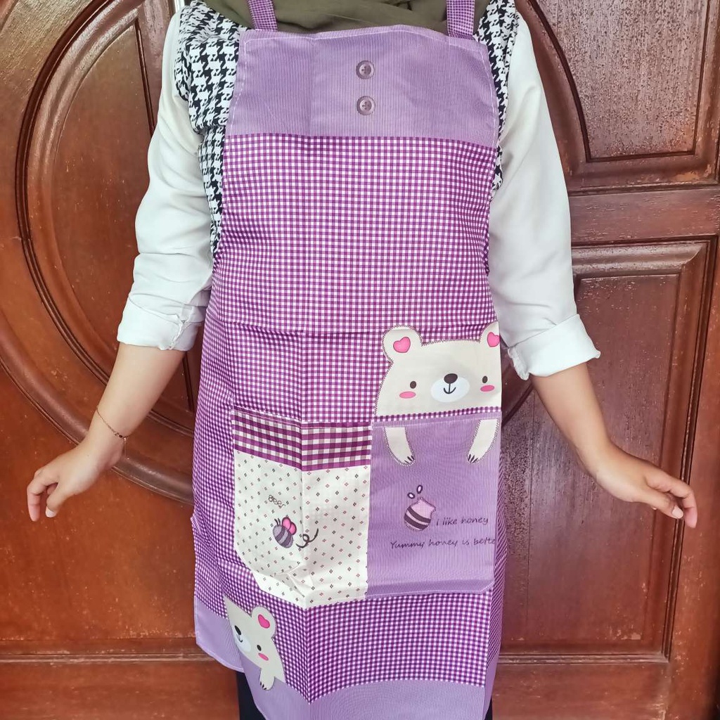Celemek premium bisa lap tangan apron masak anti air minyak dapur set