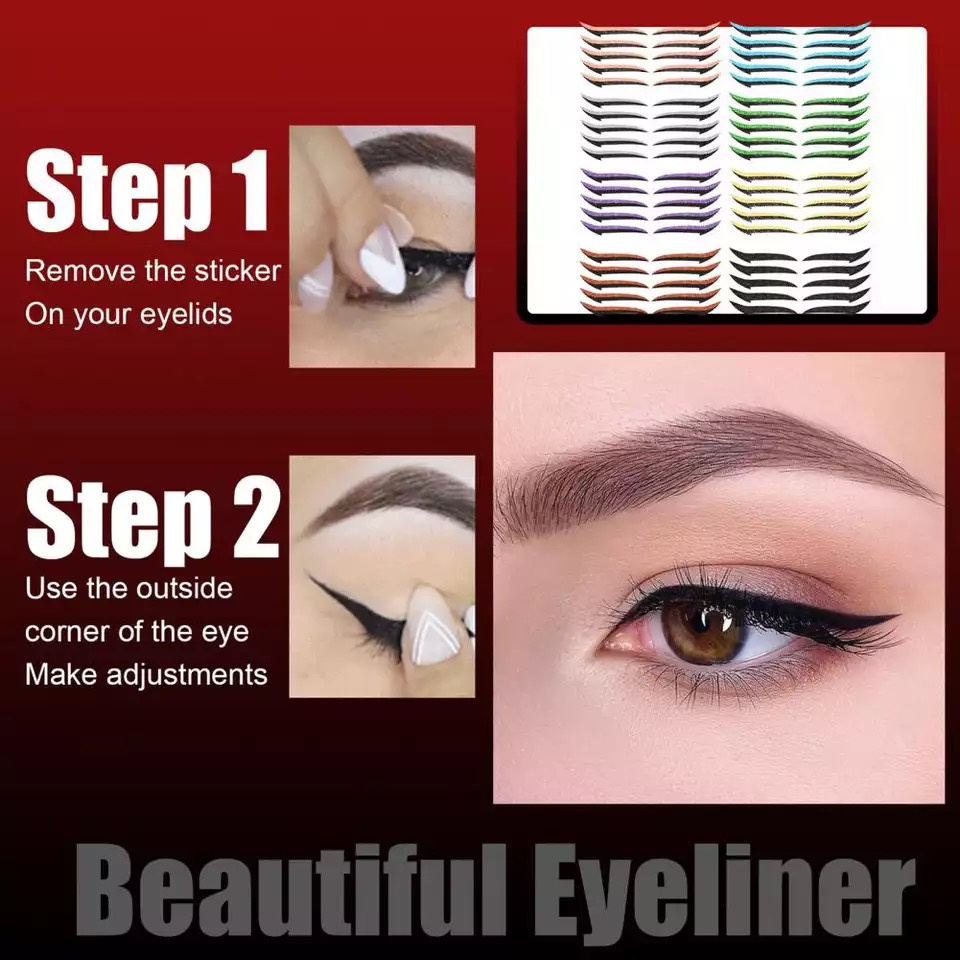 Stiker eyeliner tempelan sticker eyeliner hitam warna gliter