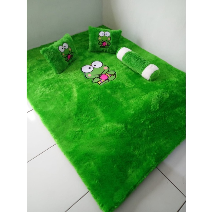 KARPET BULU Surpet Bulu Karakter Uk 180x140cm Karpet Bulu Set Bantal Dan Guling - Hijau berkualitas 