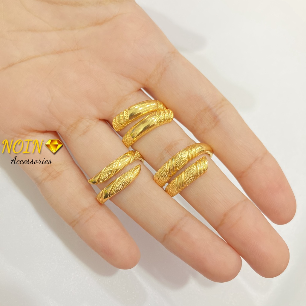 Cincin Polos Wanita Lapis Emas Warna 18K Simple Aksesoris Perhiasan