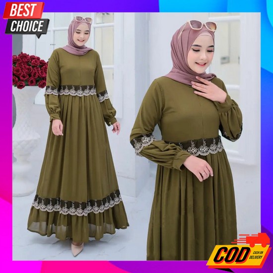 Gamis Polkadot Monalisa Remaja Ania 14 New Monalisa Premium Dress Musl Cod - Sonia Dress Gamis Musl