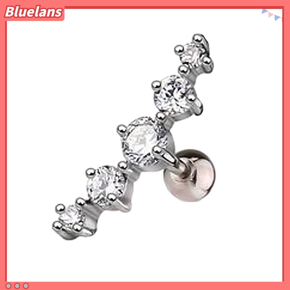 Bluelans 1Pc Lady Rhinestone Inlaid Arc Shape Ear Stud Earring Cartilage Piercing Jewelry