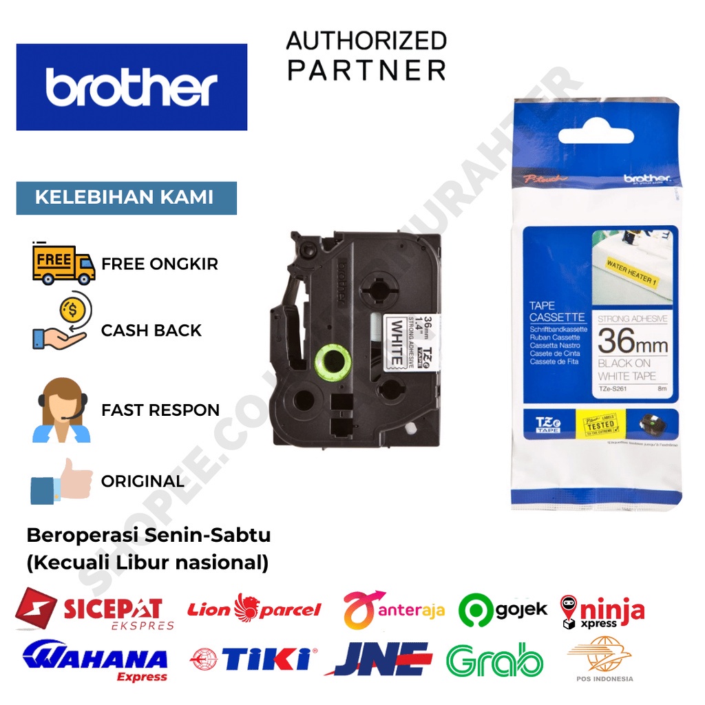 

BROTHER TZe-S261 36mm PTouch Tape Label Barcode TZeS261 Strong White