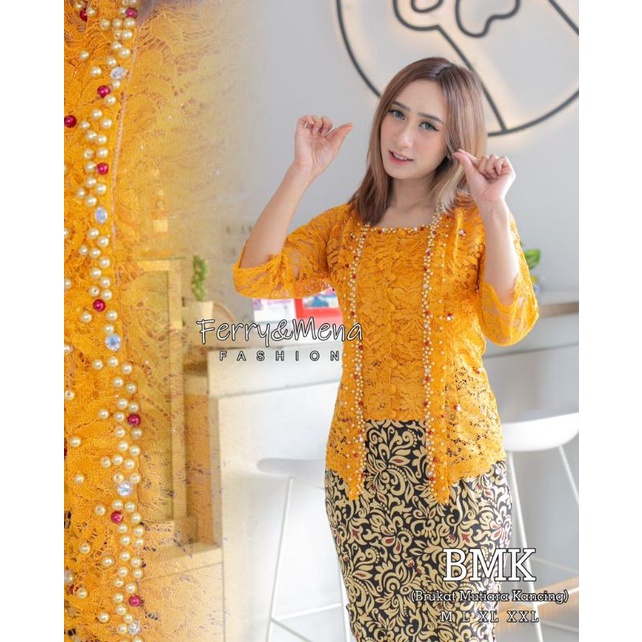 Permata Olshop / Kebaya Kutu Baru Brukat Mutiara Modern / Kebaya Natal / Kebaya Wisuda Non Hijab / Kebaya Modern / Kebaya Kutu Baru Kancing Depan
