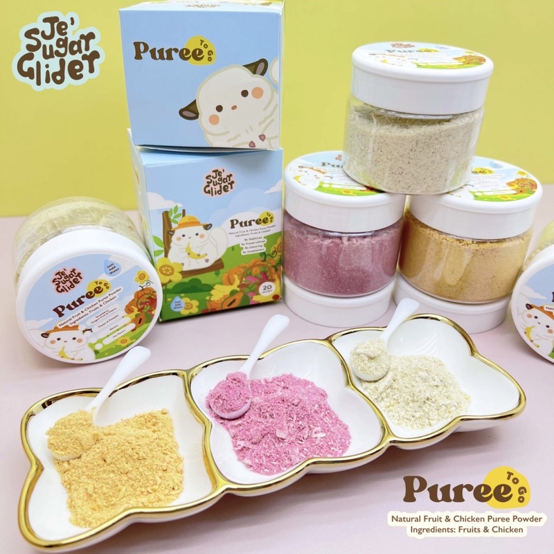 PUREE TO GO (JAR 60gr), Instant Puree Powder for Sugar Glider , Dog, Cat &amp; Small Pets