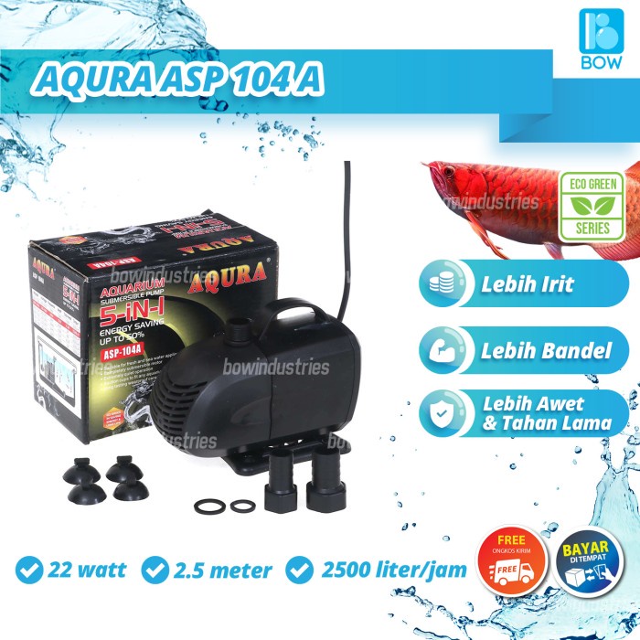Pompa Air Celup Kolam Ikan Aquarium Aquascape Akuarium AQURA ASP 104A