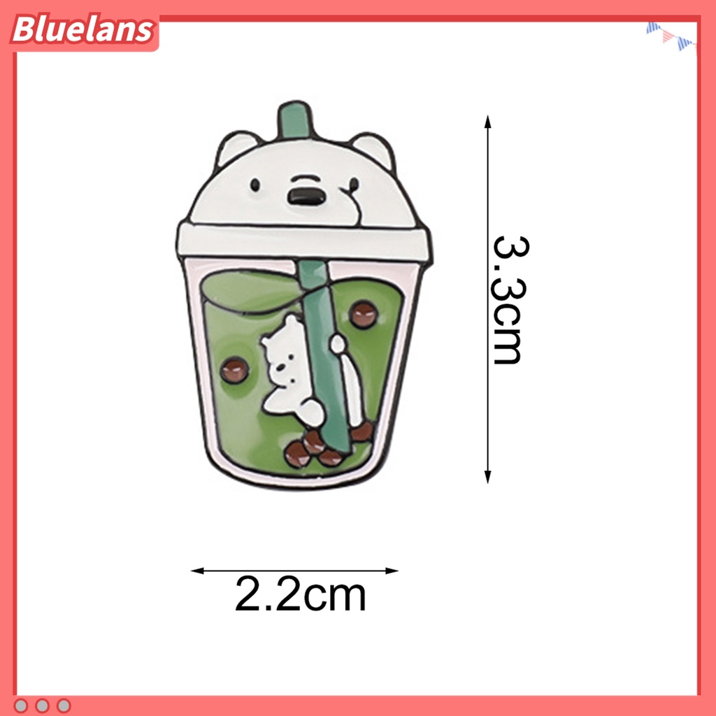 3pcs Bros Pin Enamel Bentuk Bubble Tea Bear Untuk Aksesoris Pakaian