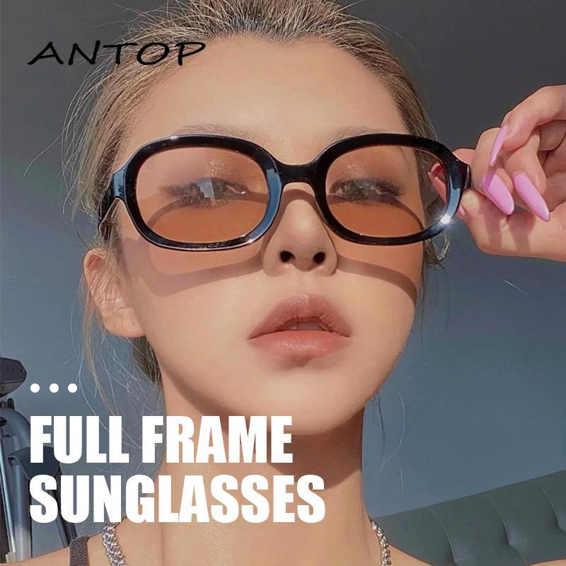 【antop】Kacamata Hitam Bentuk Oval Gaya Vintage Untuk Wanita