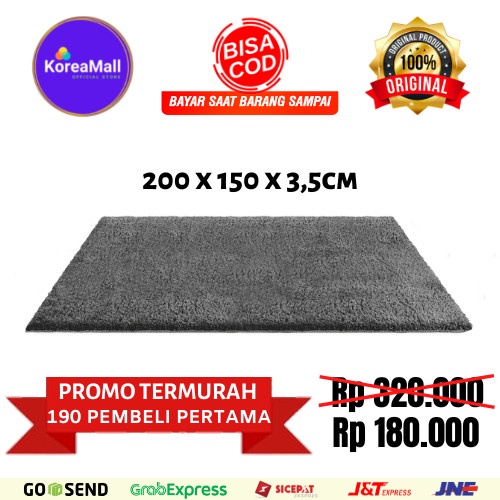 KARPET BULU Karpet bulu 200 x 150 Tebal 3,5cm KOREA rasfur lembut empuk top surpet - Abu-abu karakte