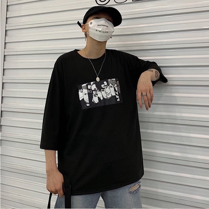 BRIGO Kaos Oversize Naruto Gradasi Cool Black white Anime II Kaos Jumbo Size Pria &amp; Wanita II Kaos Oversize Print DTF