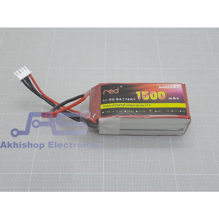 Red Lipo Battrey 1500mah 3S 25C JST