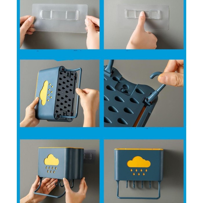 UNNISO - Storage Box kitchen Drain Rack Motif cloud/Rak Pengering Alat Makan