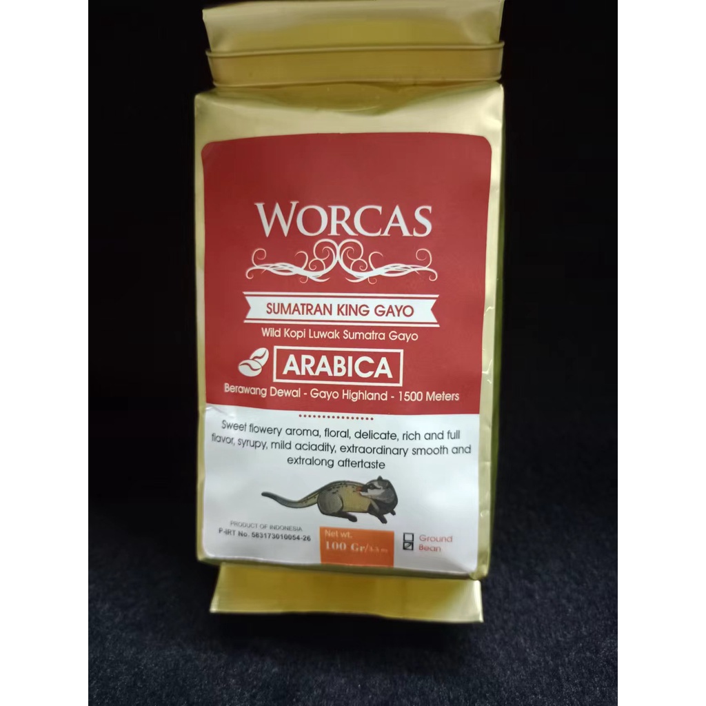 

Kopi Luwak Arabica Worcas Sumatera King Gayo 100 gram 猫屎咖啡